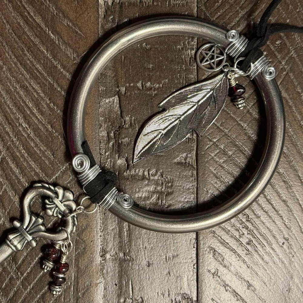 Handmade Door Dangle Charm for Home Protection *READ BELOW* Mixed Metals & Suede
